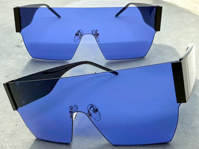 Oversized Exaggerated Modern Retro Shield Style SUNGLASSES Large Rimless Frame 2124