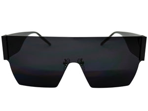 Oversized Exaggerated Modern Retro Shield Style SUNGLASSES Large Rimless Frame 2124