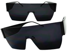 Oversized Exaggerated Modern Retro Shield Style SUNGLASSES Large Rimless Frame 2124