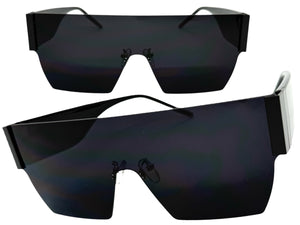 Oversized Exaggerated Modern Retro Shield Style SUNGLASSES Large Rimless Frame 2124