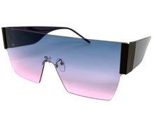 Oversized Exaggerated Modern Retro Shield Style SUNGLASSES Large Rimless Frame 2124