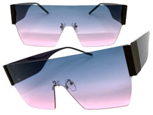 Oversized Exaggerated Modern Retro Shield Style SUNGLASSES Large Rimless Frame 2124