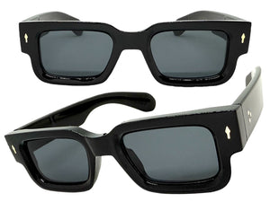 Classic Vintage Retro Style SUNGLASSES Thick Black Frame - Dark Lens 1379