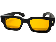 Classic Vintage Retro Style SUNGLASSES Thick Black Frame - Orange Lens 1379