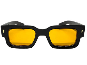 Classic Vintage Retro Style SUNGLASSES Thick Black Frame - Orange Lens 1379