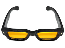 Classic Vintage Retro Style SUNGLASSES Thick Black Frame - Orange Lens 1379