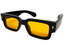 Classic Vintage Retro Style SUNGLASSES Thick Black Frame - Orange Lens 1379