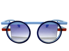 Classic Elegant 90's Modern Retro Style SUNGLASSES Round Blue Frame 1249