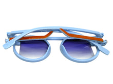 Classic Elegant 90's Modern Retro Style SUNGLASSES Round Blue Frame 1249