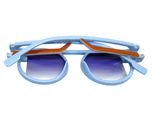 Classic Elegant 90's Modern Retro Style SUNGLASSES Round Blue Frame 1249