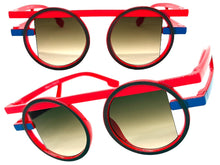 Classic Elegant 90's Modern Retro Style SUNGLASSES Round Red Frame 1249