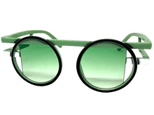 Classic Elegant 90's Modern Retro Style SUNGLASSES Round Pastel Green Frame 1249