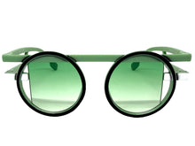 Classic Elegant 90's Modern Retro Style SUNGLASSES Round Pastel Green Frame 1249