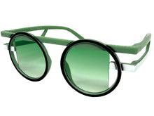 Classic Elegant 90's Modern Retro Style SUNGLASSES Round Pastel Green Frame 1249