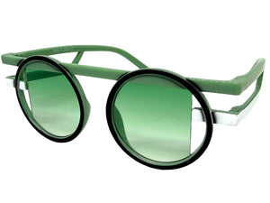 Classic Elegant 90's Modern Retro Style SUNGLASSES Round Pastel Green Frame 1249