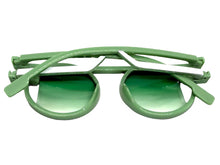 Classic Elegant 90's Modern Retro Style SUNGLASSES Round Pastel Green Frame 1249