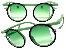 Classic Elegant 90's Modern Retro Style SUNGLASSES Round Pastel Green Frame 1249