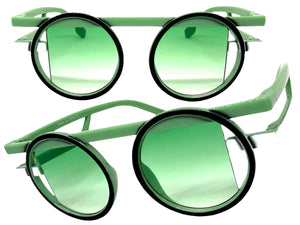Classic Elegant 90's Modern Retro Style SUNGLASSES Round Pastel Green Frame 1249