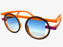 Classic Elegant 90's Modern Retro Style SUNGLASSES Round Orange Frame 1249