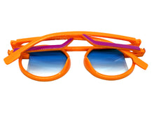 Classic Elegant 90's Modern Retro Style SUNGLASSES Round Orange Frame 1249