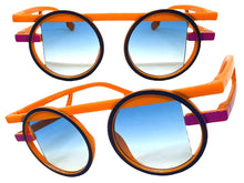 Classic Elegant 90's Modern Retro Style SUNGLASSES Round Orange Frame 1249