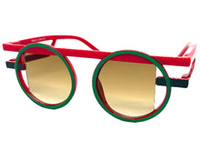 Classic Elegant 90's Modern Retro Style SUNGLASSES Round Red Frame 1249