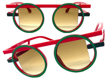 Classic Elegant 90's Modern Retro Style SUNGLASSES Round Red Frame 1249