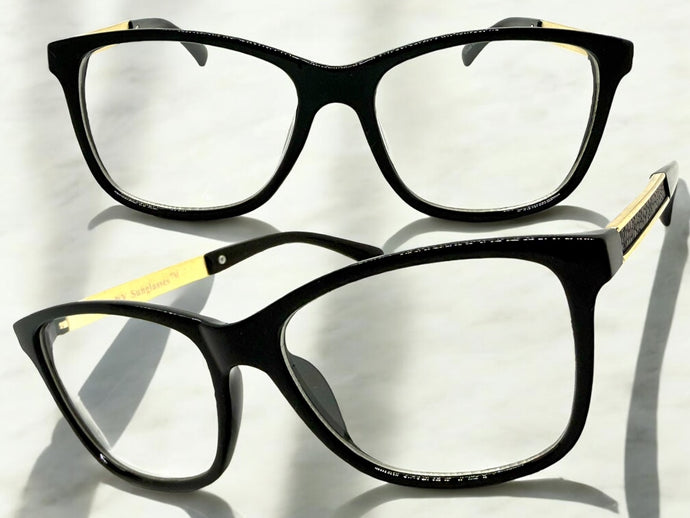 Classic Elegant Vintage Retro Style Clear Lens EYEGLASSES Square Black Frame 6265