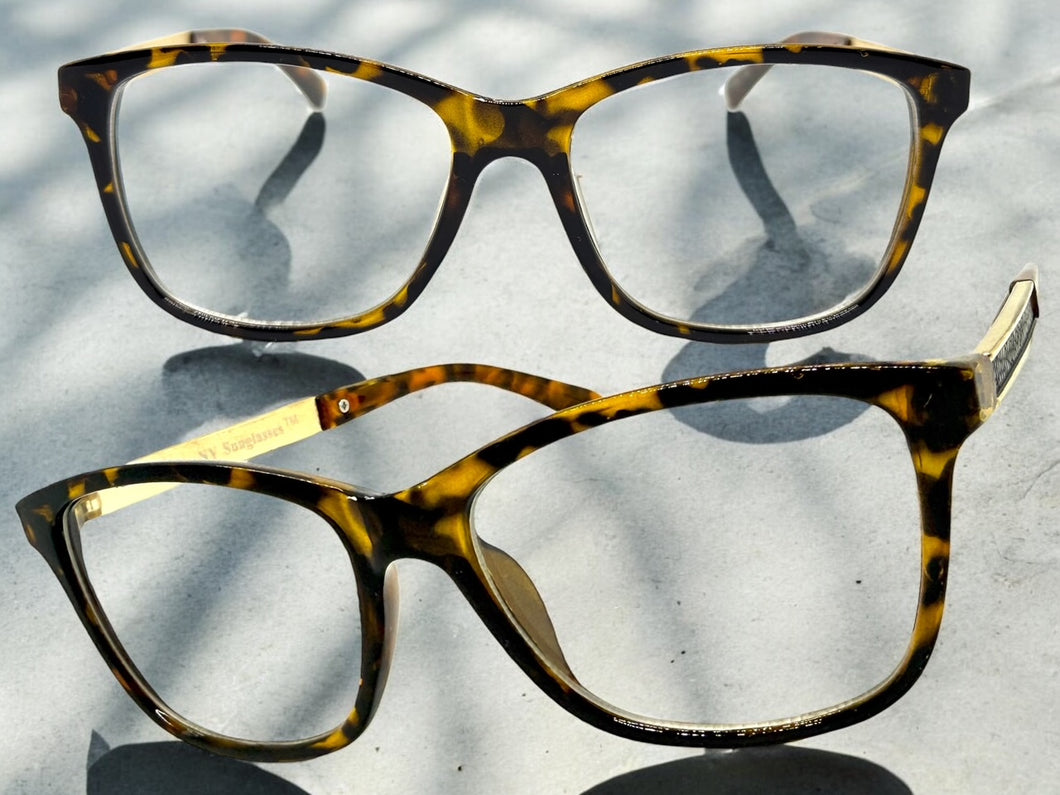 Classic Elegant Vintage Retro Style Clear Lens EYEGLASSES Square Tortoise Frame 6265