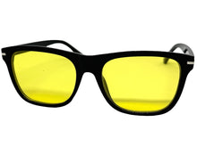Classic Elegant Vintage Retro Style SUNGLASSES Square Black Frame - Yellow Lens 1325