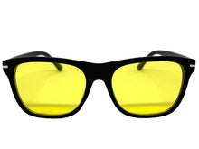 Classic Elegant Vintage Retro Style SUNGLASSES Square Black Frame - Yellow Lens 1325