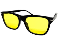 Classic Elegant Vintage Retro Style SUNGLASSES Square Black Frame - Yellow Lens 1325