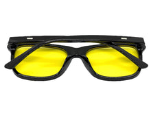 Classic Elegant Vintage Retro Style SUNGLASSES Square Black Frame - Yellow Lens 1325