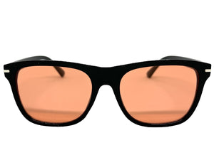 Classic Elegant Vintage Retro Style SUNGLASSES Square Black Frame - Coral Lens 1325
