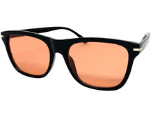 Classic Elegant Vintage Retro Style SUNGLASSES Square Black Frame - Coral Lens 1325