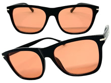 Classic Elegant Vintage Retro Style SUNGLASSES Square Black Frame - Coral Lens 1325