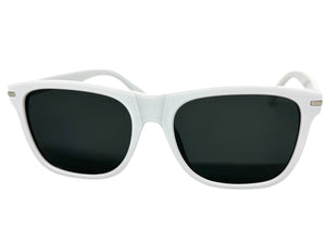 Classic Elegant Vintage Retro Style SUNGLASSES Square White Frame - Dark Lens 1325