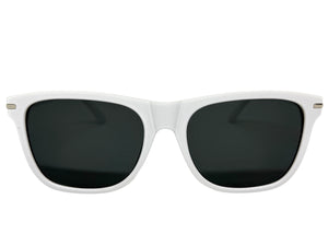 Classic Elegant Vintage Retro Style SUNGLASSES Square White Frame - Dark Lens 1325