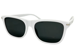 Classic Elegant Vintage Retro Style SUNGLASSES Square White Frame - Dark Lens 1325