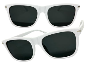 Classic Elegant Vintage Retro Style SUNGLASSES Square White Frame - Dark Lens 1325