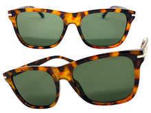 Classic Elegant Vintage Retro Style SUNGLASSES Square Tortoise Frame - Green Lens 1325