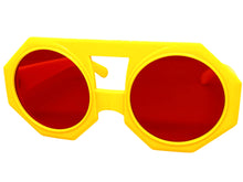 Oversized Exaggerated Vintage Retro Style SUNGLASSES Large Geometric Yellow Frame 1335