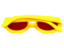 Oversized Exaggerated Vintage Retro Style SUNGLASSES Large Geometric Yellow Frame 1335