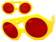 Oversized Exaggerated Vintage Retro Style SUNGLASSES Large Geometric Yellow Frame 1335