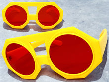 Oversized Exaggerated Vintage Retro Style SUNGLASSES Large Geometric Yellow Frame 1335