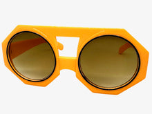Oversized Exaggerated Vintage Retro Style SUNGLASSES Large Geometric Orange Frame 1335