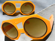 Oversized Exaggerated Vintage Retro Style SUNGLASSES Large Geometric Orange Frame 1335