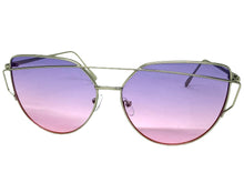 Classic Elegant Vintage Retro Style SUNGLASSES Large Silver Frame Purple Lens 4159