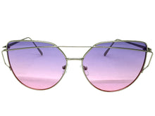Classic Elegant Vintage Retro Style SUNGLASSES Large Silver Frame Purple Lens 4159