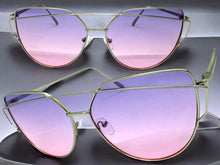 Classic Elegant Vintage Retro Style SUNGLASSES Large Silver Frame Purple Lens 4159